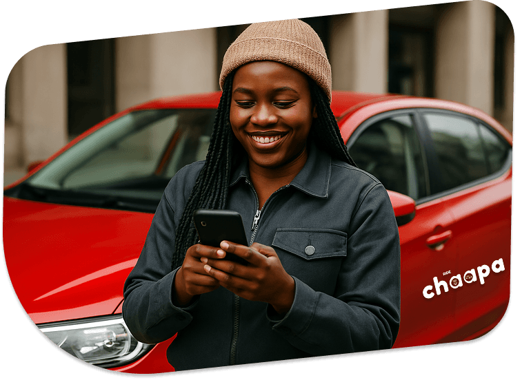 Smiling driver with red car